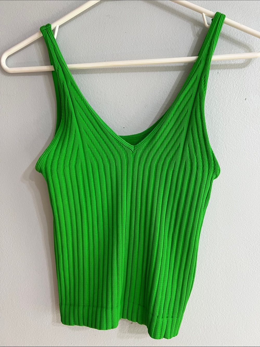 ISH Bright Green Ribbed V-Neck Tank Top